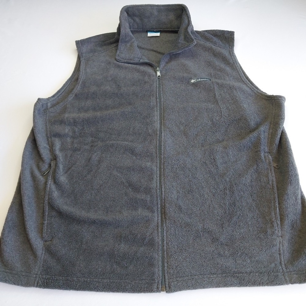 Columbia Fleece‎ Vest Mens 3XT 3XL TALL Gray Full Zip Outdoor